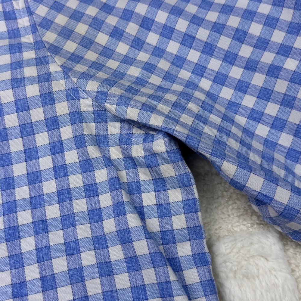 Johnnie-O Performance Gingham Button Down Shirt Mens XL Blue White Plaid Bamboo - Picture 5 of 12